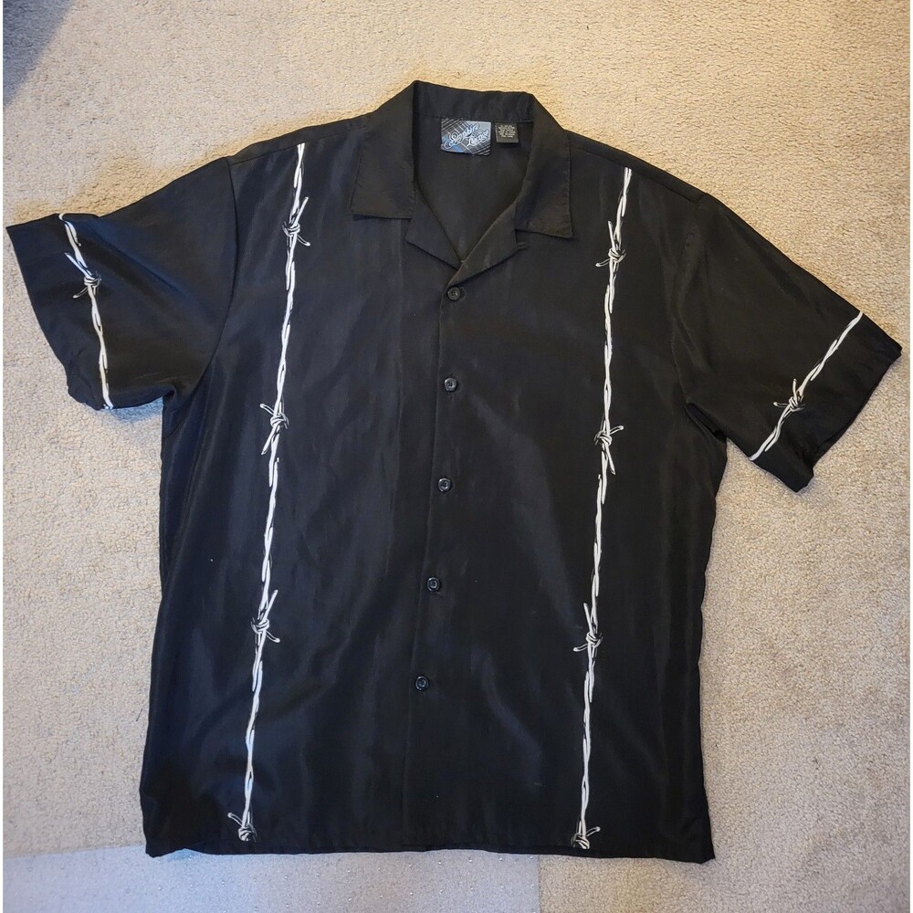 Men’s black Sapphire Lounge Tribal barbedwire XL Collard Button - Up Shirt
